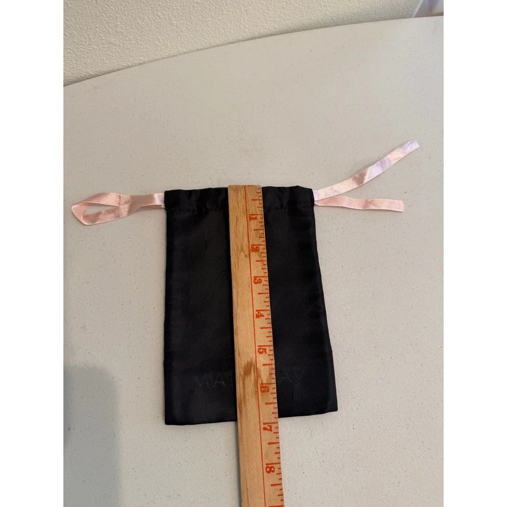 Mary Kay Black Satin Drawstring Pouch Jewelry Cosmetic Gift Bag Pink Ribbon Logo
